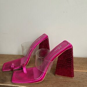 Miss Lola block Crystal embellished chunky heel- size 8